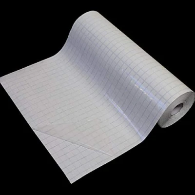 Image of Bright Ideas Book Covering Film Clear 250mm x 25m Roll, Water Based Self Adhesive with Cutting Grid. Cover Protector Roll. BI9015.