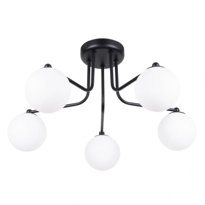 Image of SOLLUX LIGHTING Astral ceiling light, black, length 64 cm, steel/glass