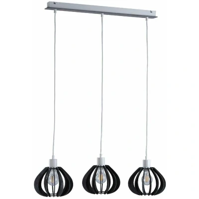 Image of Nicoleta Bar Pendant Ceiling Light Grey, 62cm, 3x E27