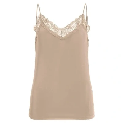Image of Object Women&#039;s Objleena New Lace Singlet Noos Jersey top, Humus, Small/Medium