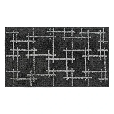 Image of JVL Vector Machine Washable Latex Backed Doormat, 40x70cm, Black