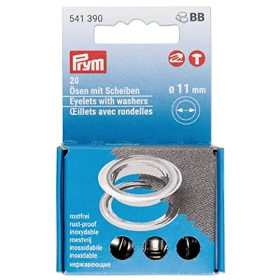 Image of Prym 542542 Eyelets with washers, 11 mm, red/Silver, can be Used The Vario Creative Tool,