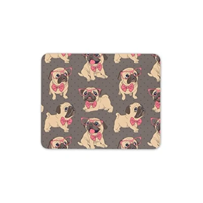Image of Cute Pug Dog Mouse Mat Pad Pink Glasses Animal Mum Sister Gift Computer #13225