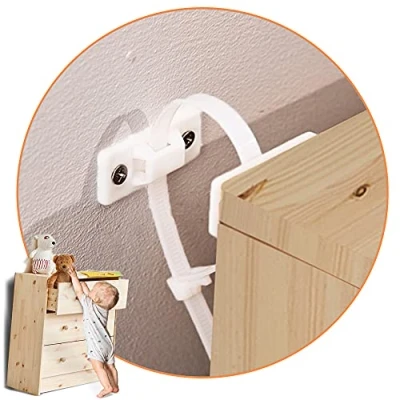 Image of Furniture Wall Anchors and Straps (Pack of 6) for Dresser, Bookcase, Shelves Earthquake Resistant Anti Tip Safety Baby, Child Pet Proofing