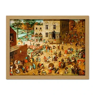 Image of Pieter Bruegel The Elder Childrens Games Large Framed Art Print Poster Wall Decor 18x24