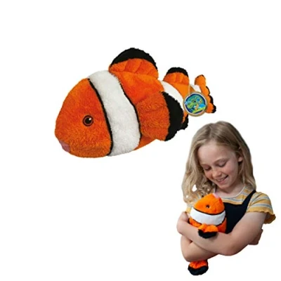 Image of EcoBuddiez Clown Fish from Deluxebase. Medium 30cm Soft Plush Animals made Recycled Plastic Bottles. Eco Friendly Cuddly Gift for Kids and Cute Stuffed Animal Toy Toddlers.