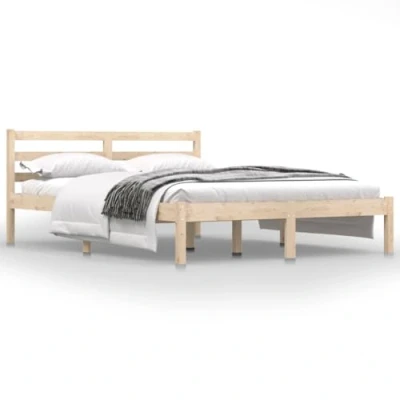Image of vidaXL Solid Wood Pine Bed Frame Home Indoor Bedroom Living Room Platform Pallet Bedstead Base Furniture 135x190 cm 4FT6 Double