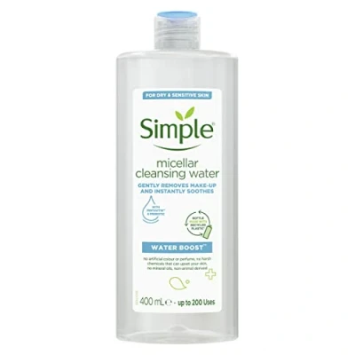 Image of Simple Water Boost Micellar Cleansing make up remover Sensitive skin facial care 6 x 400 ml