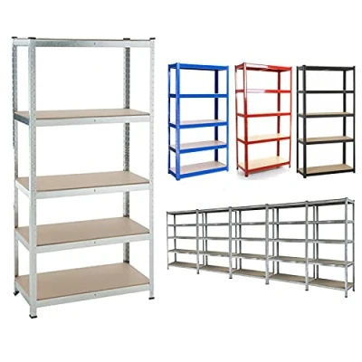 Image of DayPlus Heavy Duty Racking 5 Tier Industrial Shelving Unit Rack, Kitchen Shelf, Garage/Home/Pantry Shelf Shelves Workbench, Free Assembly (180x90x40cm, Red)