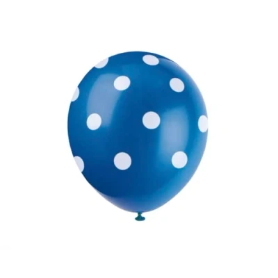 Image of Royal Blue Polka Dot Latex Balloons (30cm) Pack of 6 Premium Quality, Perfect for Parties &amp; Celebrations
