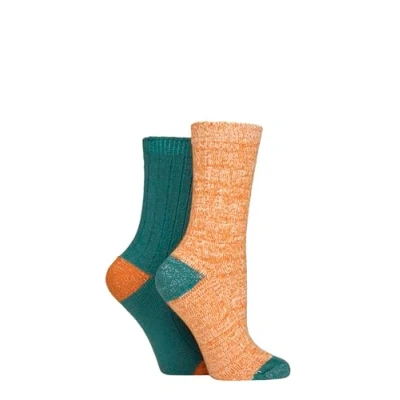 Image of Elle Ladies Velvet Soft and Sparkle Boot Socks Pack of 2 Size 4 8 in Assorted Colours Perfect for Walking Hiking Marmalade