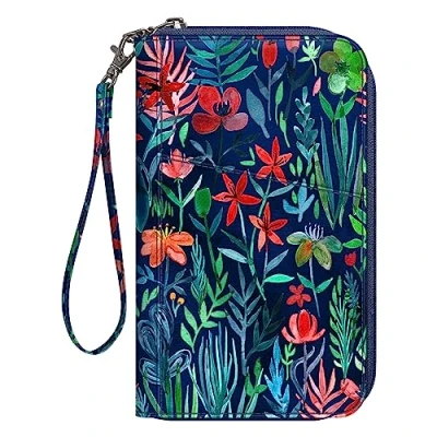 Image of FINTIE Passport Holder Travel Wallet for Family 4 6, RFID Blocking Document Organizer Clutch Bag Passports, Business Cards, Credit Boarding Passes, Jungle Night