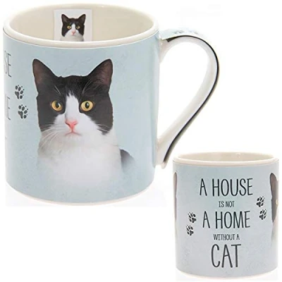 Image of Feline Friends New boxed Black &amp; White Cat artistic gift fine china mug coffee cup