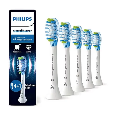 Image of PHILIPS Sonicare HX9045/87 C3 Premium Plaque Defence Toothbrush Heads Pack of 5, White