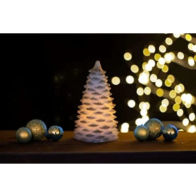Image of Marco Paul Small White &amp; Gold Glitter Light Up LED Christmas Tree Decoration Home Décor Xmas Table Ornament Festive Centrepiece For Indoors.