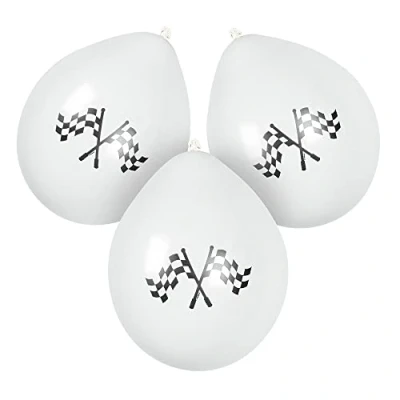 Image of Formula Race Latex Chequered Balloons x6 Black/White