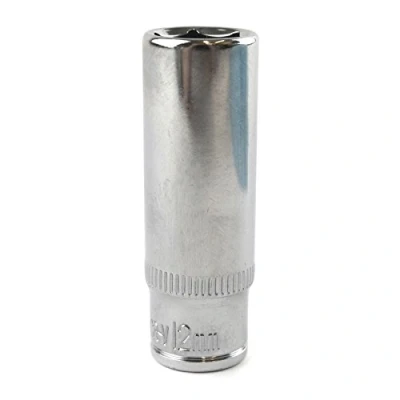 Image of 12mm 1/4&quot; Drive Double Deep Metric Socket Single Hex / 6 Sided Bergen