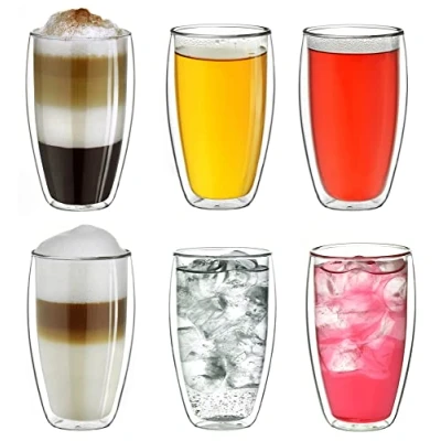 Image of Creano Double Walled Coffee Glasses 400ml Insulated XXL Cappuccino Cups Latte Macchiato, Tea Also Suitable for Small Hands 6 pcs (Pack of 1)