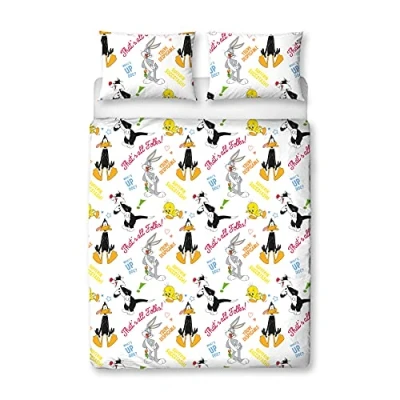 Image of Looney Tunes Official Double Duvet Cover Gang Design Grey Reversible 2 Sided Bedding Cover, Pillow Case Included
