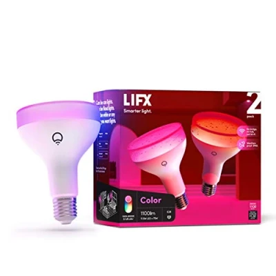 Image of LIFX Color, 1100 lumens BR30 E26, 2.4GHz Wi Fi Smart LED Light Bulb, Billions of Colors and Whites, No Bridge Required, Works with Alexa, Hey Google, HomeKit Siri, Multicolor (Pack 2)