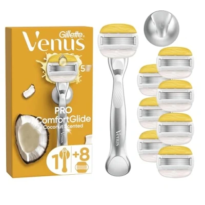 Image of Gillette Venus Comfortglide Coconut Plus Olay Women&#039;s Razor 8 Blades, 5 Blades for a Smooth, Close Shave That Lasts