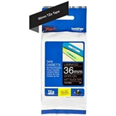 Image of Genuine Brother TZe M365 Matte White on Black Label Tape 36mm Wide x 8m Long