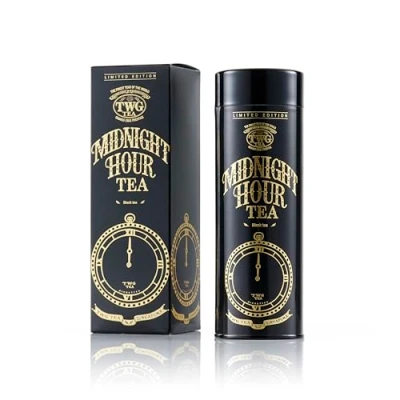 Image of TWG Tea Midnight Hour Loose Leaf Decaf Black Lemongrass &amp; Tropical Fruits Haute Couture Tin, 100g Gift Set