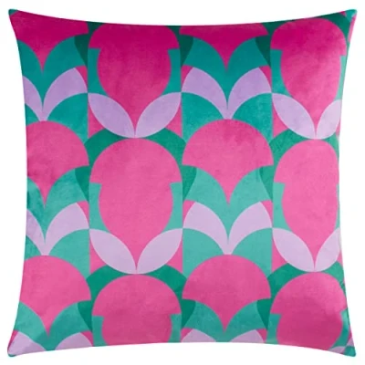Image of Heya Home Raeya Polyester Filled Cushion, Pink/Jade, 45 x 45cm