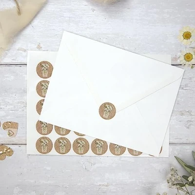 Image of Dotty about Paper Rustic Mason Jar Flowers Wedding Envelope Seals (S240)