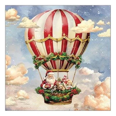 Image of 20 Napkins Christmas Santa Claus in Balloon Table Decoration Paper with Motif Also for Decoupage and 33 x cm
