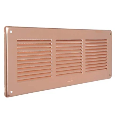 Image of La Ventilazione GRA30R Copper Ventilation Grill, Rectangular to Overlap with Anti Bug Mesh, Dimensions 340 x 140 mm