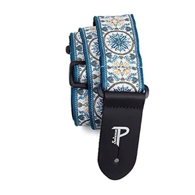 Image of Perri’s Leathers Ltd. Guitar Strap Nylon Jacquard The Hope Collection Mandala Blue Adjustable For Acoustic/Bass/Electric Guitars Made in Canada (TWS 6806)