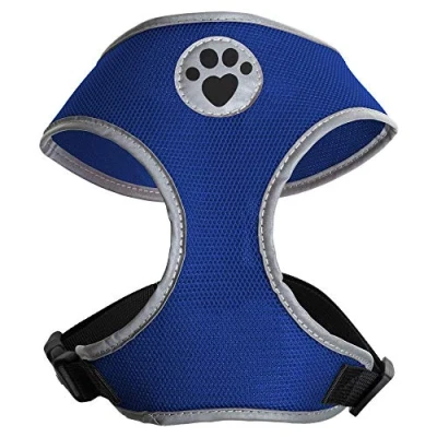 Image of igadgitz home U7058 Sweat Proof Dog Harness, Puppy Walking Vest in with Reflective High Visibility Piping &amp; Secure Lockable buckle Blue Small