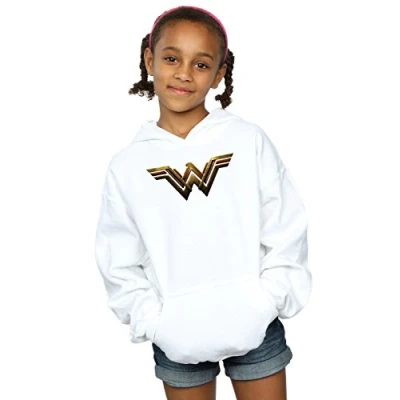 Image of DC Comics Girls Justice League Movie Wonder Woman Emblem Hoodie 9 11 Years White