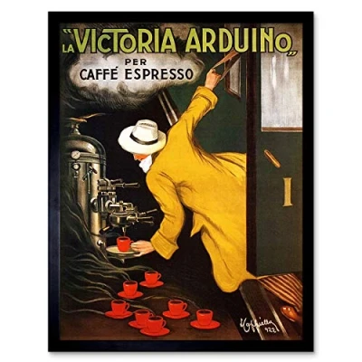 Image of Artery8 Cappiello 1922 Advert Coffee Victoria Arduino Art Print Framed Poster Wall Decor 12x16 inch