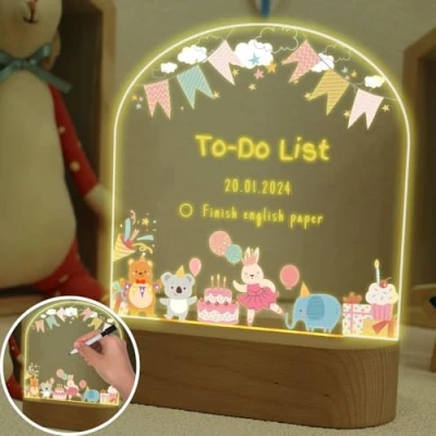Image of uniqicon Baby Night Light Newborn, Acrylic Gifts for Boys and Girls, Nursery with Message Board, Convenient USB Children