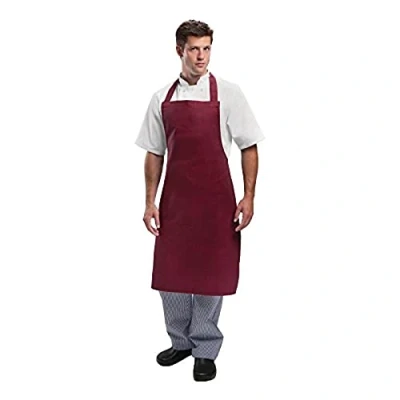 Image of Whites Chefs Apparel Apron Polycotton Burgundy Kitchen Catering Cooking