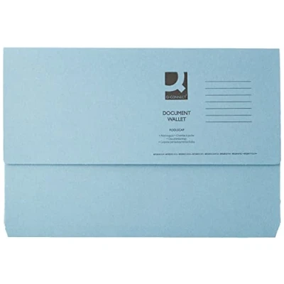 Image of Q Connect Document Wallet Foolscap Blue (Pack of 50) KF23011