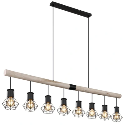 Image of Priska Bar Pendant Ceiling Light Matt Black 8x E27