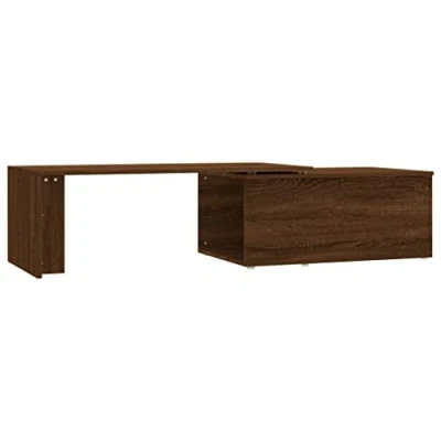 Image of vidaXL Modern Coffee Table Engineered Wood Brown Oak with 360 degree Swivel Tabletop and Ample Storage Space, Perfect for Living Room Office
