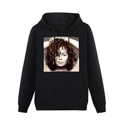 Image of Janet Jackson Hoodies Long Sleeve Pullover Loose Hoody Mens Sweatershirt Size XL Black