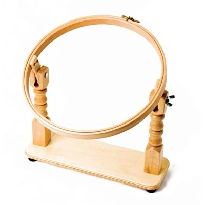 Image of Elbesee 25cm Wood Hoop with Table Stand 10&quot;, Brown, 25 x 29 28 cm
