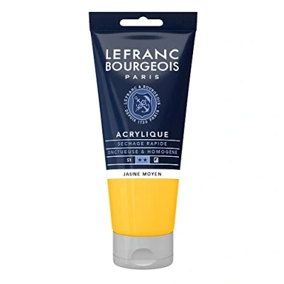 Image of Lefranc &amp; Bourgeois 300390 Fine Aycrl Color, 80 ml Tube Creamy, Homogeneous Texture, Highly Pigmented, Good Coverage, Yellow Medium