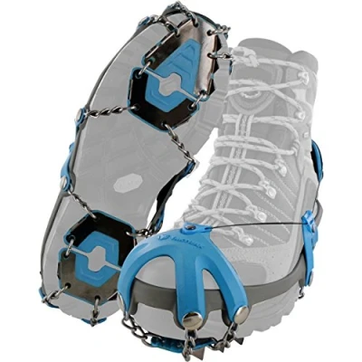Image of Yaktrax Summit Heavy Duty Traction Hiking Cleats, 3/8 Inch Triangular Carbon Steel Spikes with Stainless Chain Links, Provides In Ice &amp; Snow, Black/Blue, X Large
