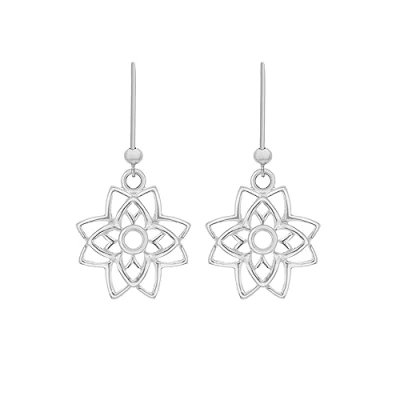 Image of Tuscany Silver Women&#039;s Sterling Filigree Star Flower Drop Earrings