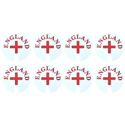 Image of Acclaim Jumbo 6 cm England White Red Lawn Bowls Identification Stickers Markers 2 Full Sets of 4 Self Adhesive