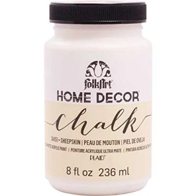 Image of Plaid Folkart Home Decor Chalk Paint 8 Oz Sheep Skin, Synthetic Material, White, 236 ml (Pack of 1)