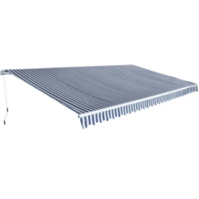 Image of vidaXL Folding Awning Manual Operated 600 cm Blue/White
