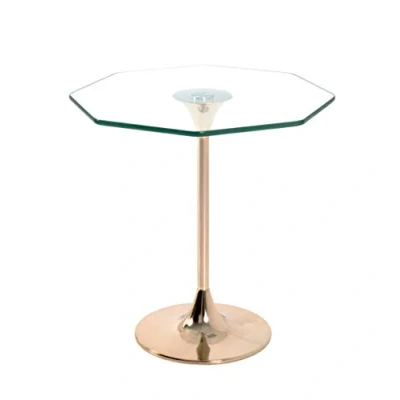 Image of HAKU Mobel End Table Gold Plated, Metal, Tempered Glass 8 mm Size: W 45 cm X H 47 D cm, Style: Art Deco