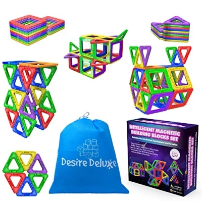 Image of Desire Deluxe Magnetic Building Blocks 30pc Construction Toys Set for Kids Game STEM Creativity Educational Magnets Toy Boys Girls Age 3 4 5 6 7 Year Old